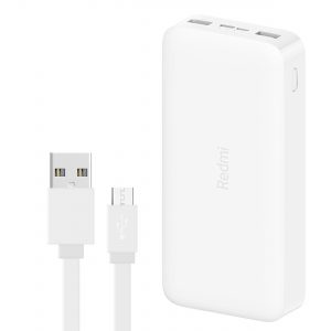 شارژر همراه شیائومی مدل Redmi ظرفیت 20000 میلی آمپرساعت به همراه کابل تبدیل microUSB
