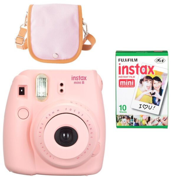 دوربین عکاسی چاپ سریع فوجی فیلم مدل Instax Mini 8 به همراه کاغذ چاپگر و کیف حمل