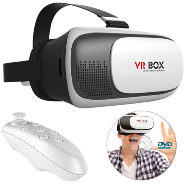 هدست واقعیت مجازی وی آر باکس مدل VR Box 2 به همراه ریموت کنترل بلوتوث و DVD  نرم افزار  و USB LED هدیه