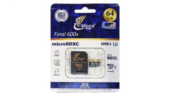 کارت حافظه microSDXC ویکو من مدل Final 600X کلاس 10 استاندارد UHS-I U3 سرعت 90MBps ظرفیت 64گیگابایت همراه با آداپتور SD