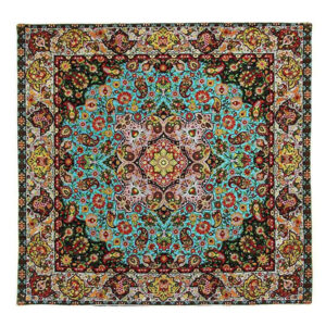 رومیزی ترمه ابریشم عدل کشمیر طرح ساران سایز 100 × 100 سانتی متر