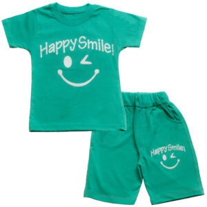 ست تیشرت و شلوارک پسرانه طرح happy smile کد 2
