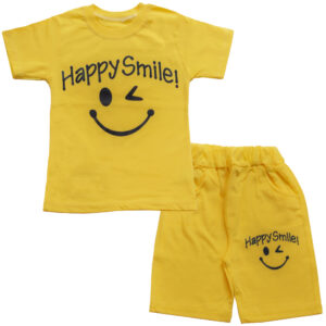 ست تیشرت و شلوارک پسرانه طرح happy smile کد 11