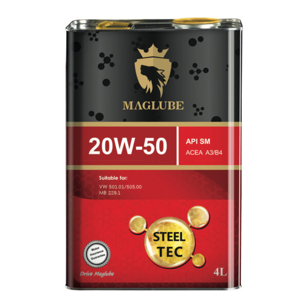 روغن موتور مگلوب مدل  Steel Tec 20W-50 حجم ۴ لیتر