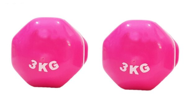 دمبل ایروبیک روکش دار 3 کیلوگرمی مدل 01-Pink بسته دو عددی