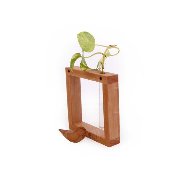 گلدان شیشه ای آرانیک مدل قاب چوبی طرح پرنده کد 1016400019