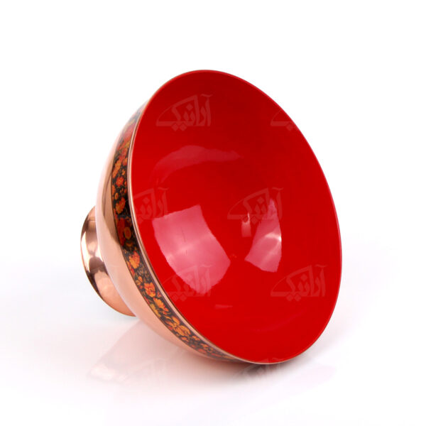  ‎کاسه‎ ‎‎مسی پایه دار آرانیک ‎‎چاپی رنگ‎ ‎قرمز طرح‎ ‎گلستان مدل 1003900017