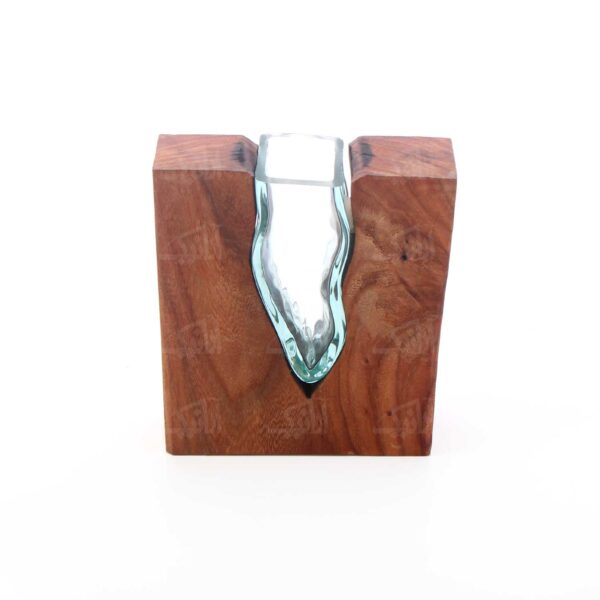 گلدان شیشه ای آرانیک مدل ترکیبی چوب و شیشه کد 1016400015