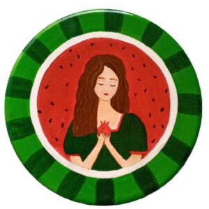 بشقاب دیوارکوب سفالی مدل دختر یلدا کد 12