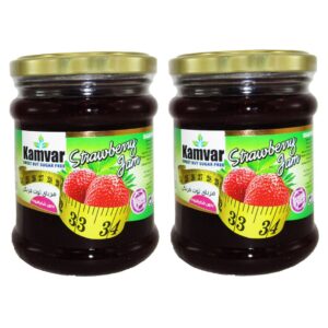 مربا توت فرنگی رژیمی بدون شکر کامور - 280 گرم بسته 2 عددی