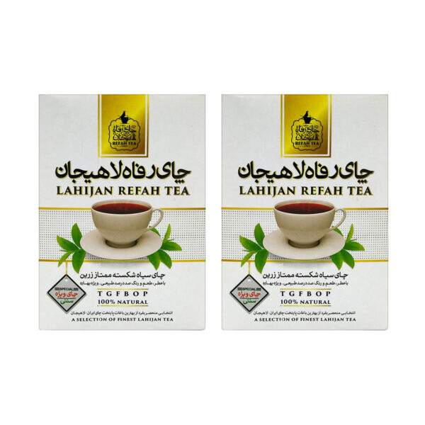 چای سیاه شکسته ممتاز زرین رفاه لاهیجان - 350 گرم مجموعه 2 عددی